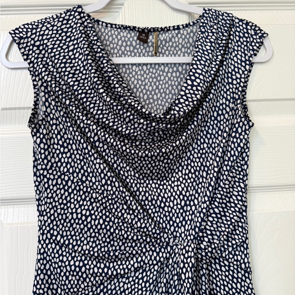 Dana Buchman Elegant Navy and White Patterned Dress - Size XS - Picture 7 of 16